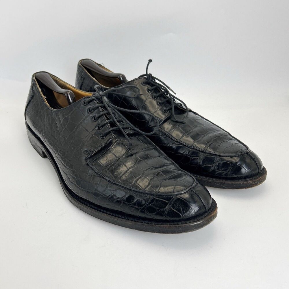 Salvatore Ferragamo CROCODILE ALLIGATOR Dress Shoes Mens Sz 13 Norwegian Split